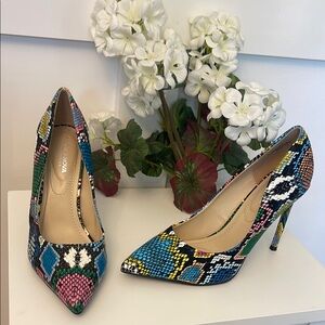 Fashion Nova Blue and Green Stiletto Heels